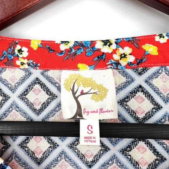 Fig & and Flower SMALL Boho Bohemian Blouse Shirt Top Summer Cozy - Picture 3 of 8